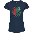Torn Turkmenistan Flag The Turkmen Day Football Womens Petite Cut T-Shirt Navy Blue