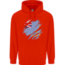 Torn Tuvalu Flag Tuvaluan Day Football Childrens Kids Hoodie Bright Red