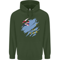 Torn Tuvalu Flag Tuvaluan Day Football Childrens Kids Hoodie Forest Green