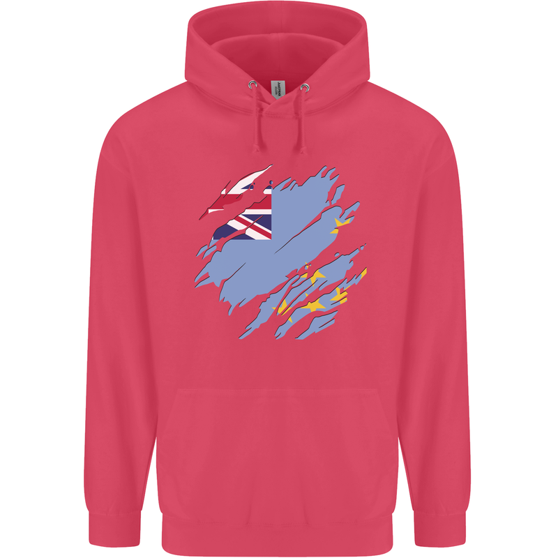 Torn Tuvalu Flag Tuvaluan Day Football Childrens Kids Hoodie Heliconia