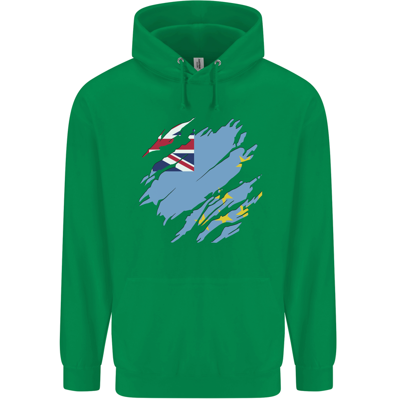 Torn Tuvalu Flag Tuvaluan Day Football Childrens Kids Hoodie Irish Green