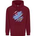 Torn Tuvalu Flag Tuvaluan Day Football Childrens Kids Hoodie Maroon