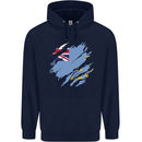 Torn Tuvalu Flag Tuvaluan Day Football Childrens Kids Hoodie Navy Blue
