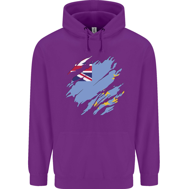 Torn Tuvalu Flag Tuvaluan Day Football Childrens Kids Hoodie Purple