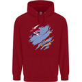 Torn Tuvalu Flag Tuvaluan Day Football Childrens Kids Hoodie Red