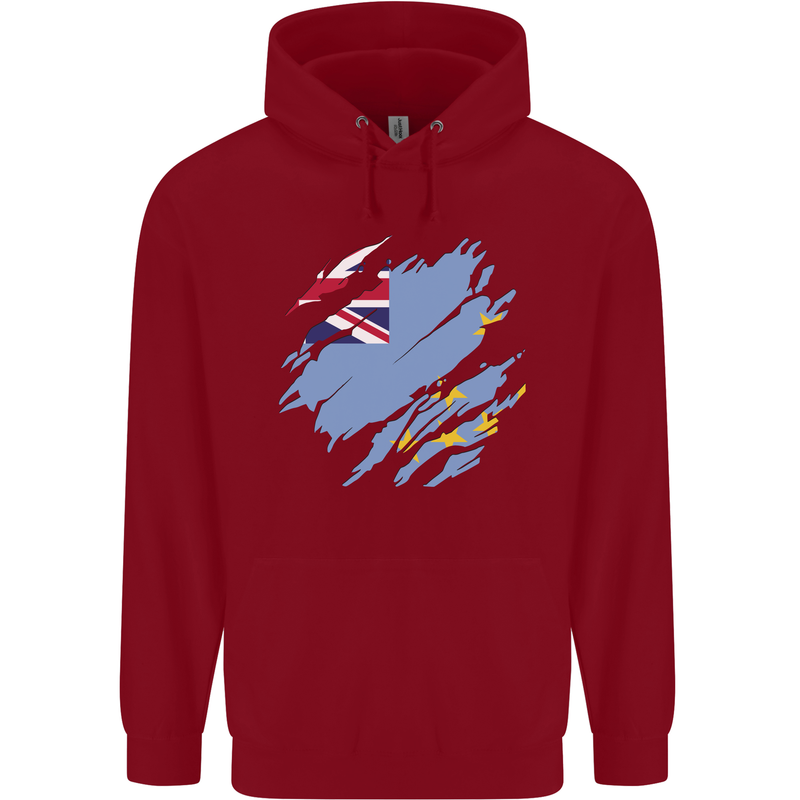 Torn Tuvalu Flag Tuvaluan Day Football Childrens Kids Hoodie Red