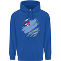 Torn Tuvalu Flag Tuvaluan Day Football Childrens Kids Hoodie Royal Blue