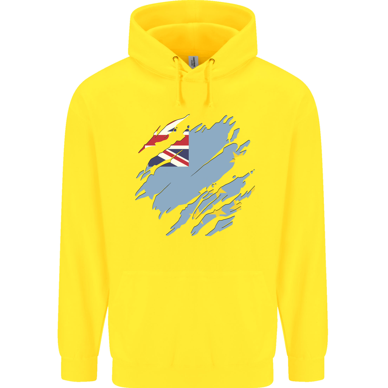 Torn Tuvalu Flag Tuvaluan Day Football Childrens Kids Hoodie Yellow