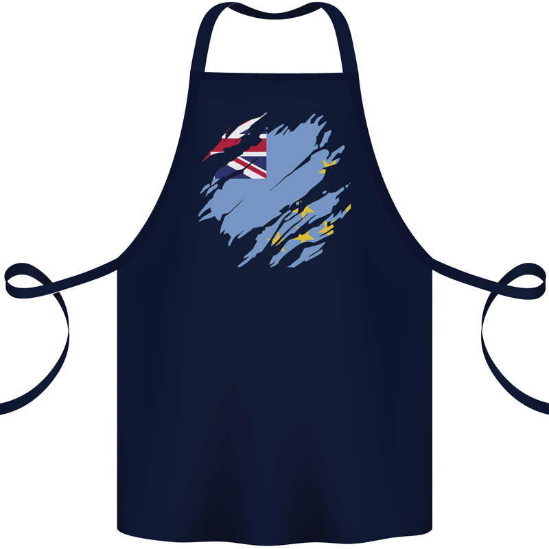 Torn Tuvalu Flag Tuvaluan Day Football Cotton Apron 100% Organic Navy Blue