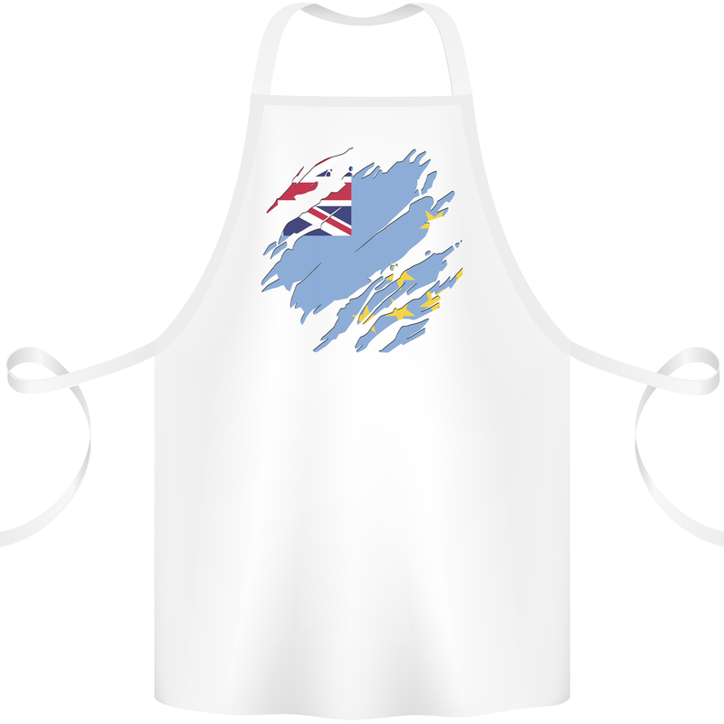 Torn Tuvalu Flag Tuvaluan Day Football Cotton Apron 100% Organic White
