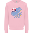 Torn Tuvalu Flag Tuvaluan Day Football Kids Sweatshirt Jumper Light Pink