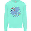 Torn Tuvalu Flag Tuvaluan Day Football Kids Sweatshirt Jumper Peppermint