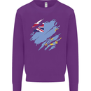 Torn Tuvalu Flag Tuvaluan Day Football Kids Sweatshirt Jumper Purple