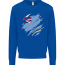 Torn Tuvalu Flag Tuvaluan Day Football Kids Sweatshirt Jumper Royal Blue