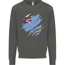 Torn Tuvalu Flag Tuvaluan Day Football Kids Sweatshirt Jumper Storm Grey