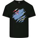 Torn Tuvalu Flag Tuvaluan Day Football Kids T-Shirt Childrens Black