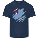 Torn Tuvalu Flag Tuvaluan Day Football Kids T-Shirt Childrens Navy Blue