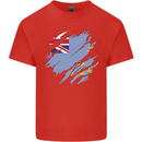 Torn Tuvalu Flag Tuvaluan Day Football Kids T-Shirt Childrens Red