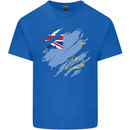Torn Tuvalu Flag Tuvaluan Day Football Kids T-Shirt Childrens Royal Blue