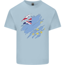 Torn Tuvalu Flag Tuvaluan Day Football Mens Cotton T-Shirt Tee Top Light Blue