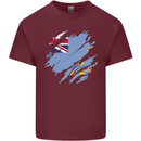 Torn Tuvalu Flag Tuvaluan Day Football Mens Cotton T-Shirt Tee Top Maroon