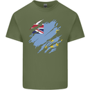 Torn Tuvalu Flag Tuvaluan Day Football Mens Cotton T-Shirt Tee Top Military Green
