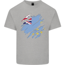 Torn Tuvalu Flag Tuvaluan Day Football Mens Cotton T-Shirt Tee Top Sports Grey