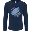 Torn Tuvalu Flag Tuvaluan Day Football Mens Long Sleeve T-Shirt Navy Blue