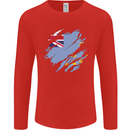 Torn Tuvalu Flag Tuvaluan Day Football Mens Long Sleeve T-Shirt Red