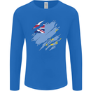 Torn Tuvalu Flag Tuvaluan Day Football Mens Long Sleeve T-Shirt Royal Blue