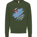 Torn Tuvalu Flag Tuvaluan Day Football Mens Sweatshirt Jumper Forest Green