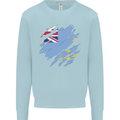 Torn Tuvalu Flag Tuvaluan Day Football Mens Sweatshirt Jumper Light Blue
