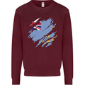 Torn Tuvalu Flag Tuvaluan Day Football Mens Sweatshirt Jumper Maroon