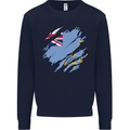 Torn Tuvalu Flag Tuvaluan Day Football Mens Sweatshirt Jumper Navy Blue