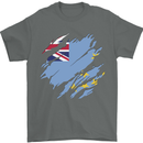 Torn Tuvalu Flag Tuvaluan Day Football Mens T-Shirt 100% Cotton Charcoal