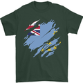 Torn Tuvalu Flag Tuvaluan Day Football Mens T-Shirt 100% Cotton Forest Green