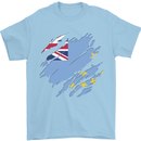 Torn Tuvalu Flag Tuvaluan Day Football Mens T-Shirt 100% Cotton Light Blue