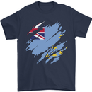 Torn Tuvalu Flag Tuvaluan Day Football Mens T-Shirt 100% Cotton Navy Blue