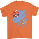 Torn Tuvalu Flag Tuvaluan Day Football Mens T-Shirt 100% Cotton Orange