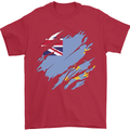 Torn Tuvalu Flag Tuvaluan Day Football Mens T-Shirt 100% Cotton Red