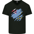 Torn Tuvalu Flag Tuvaluan Day Football Mens V-Neck Cotton T-Shirt Black