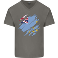 Torn Tuvalu Flag Tuvaluan Day Football Mens V-Neck Cotton T-Shirt Charcoal