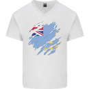 Torn Tuvalu Flag Tuvaluan Day Football Mens V-Neck Cotton T-Shirt White