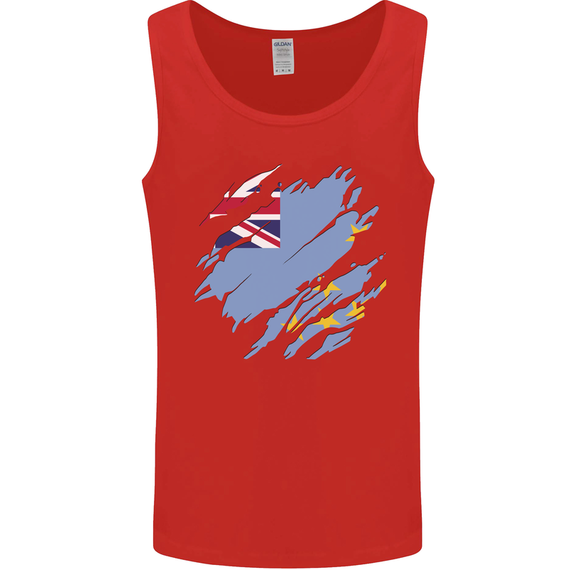 Torn Tuvalu Flag Tuvaluan Day Football Mens Vest Tank Top Red