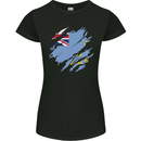Torn Tuvalu Flag Tuvaluan Day Football Womens Petite Cut T-Shirt Black