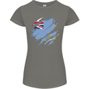 Torn Tuvalu Flag Tuvaluan Day Football Womens Petite Cut T-Shirt Charcoal