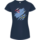 Torn Tuvalu Flag Tuvaluan Day Football Womens Petite Cut T-Shirt Navy Blue
