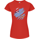 Torn Tuvalu Flag Tuvaluan Day Football Womens Petite Cut T-Shirt Red