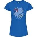 Torn Tuvalu Flag Tuvaluan Day Football Womens Petite Cut T-Shirt Royal Blue