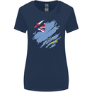 Torn Tuvalu Flag Tuvaluan Day Football Womens Wider Cut T-Shirt Navy Blue
